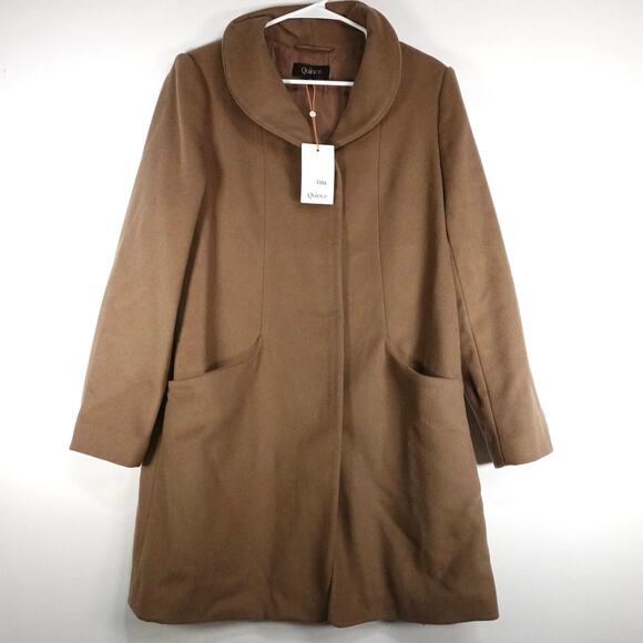 NWT Quince Womens Medium Italian Wool Cocoon Coat Dark Camel Tan Retro $170 3355 - Picture 1 of 9